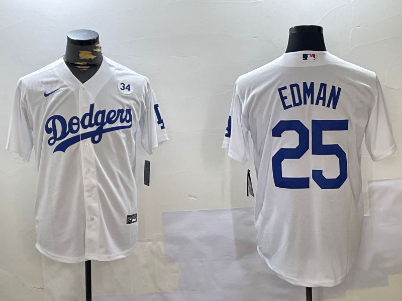 Men Los Angeles Dodgers 25 Edman White Game 2024 Nike MLB Jersey style 11202